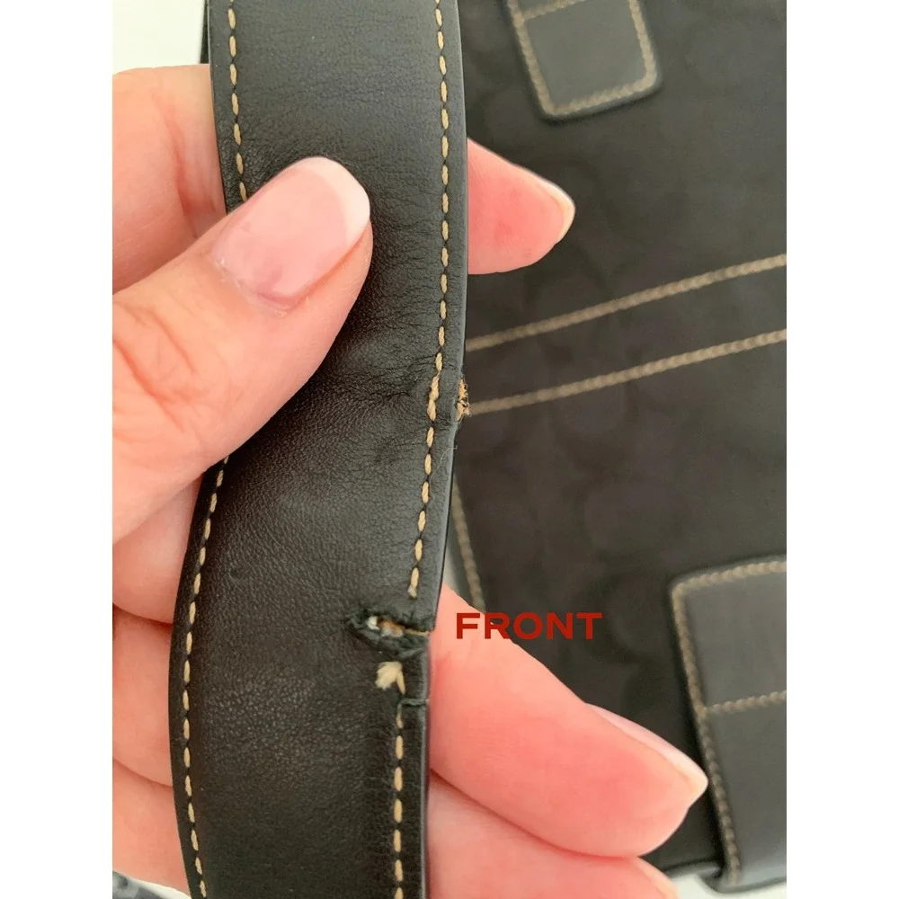 Vintage Coach Black Monogram Canvas Soho Duffle Shoulder Bag Silver Buckles - Picture 16 of 16